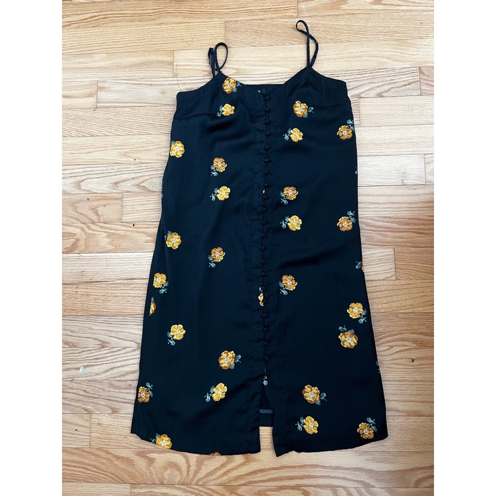 Madewell Black Floral Midi Slip Dress Sz 0